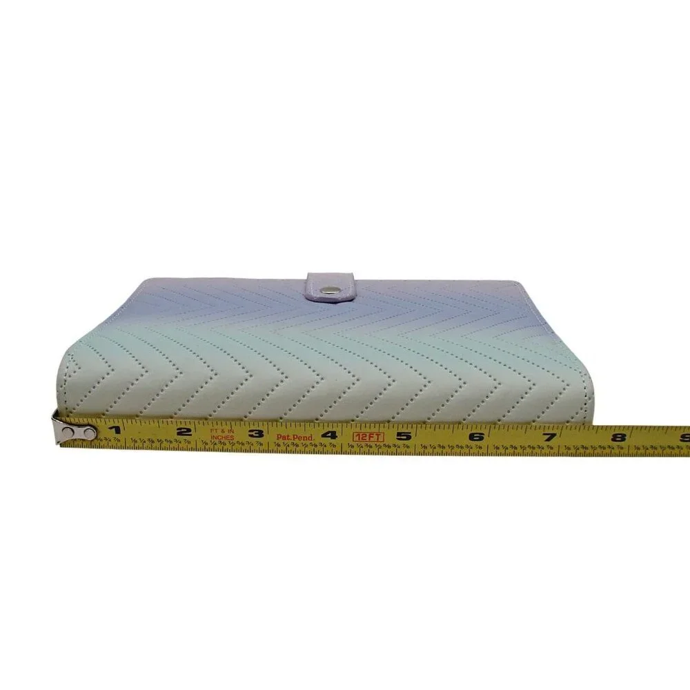 Pastel Ombre Planner Organizer Ring Binder Snap Close Quilted Blue Purple 7.5x5